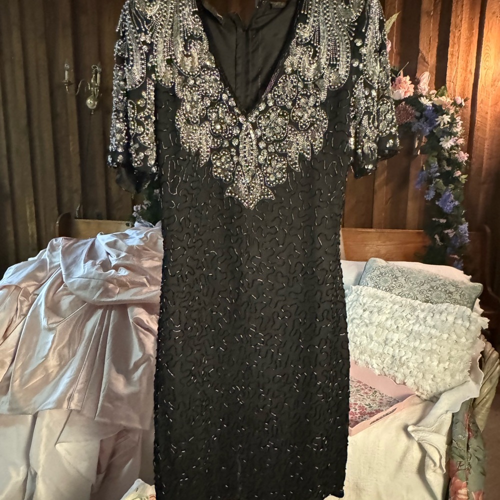 Elegant Black Beaded Dress